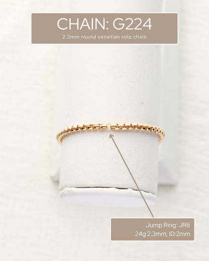 2.3mm Round Venetian Rolo Chain, S224, G224