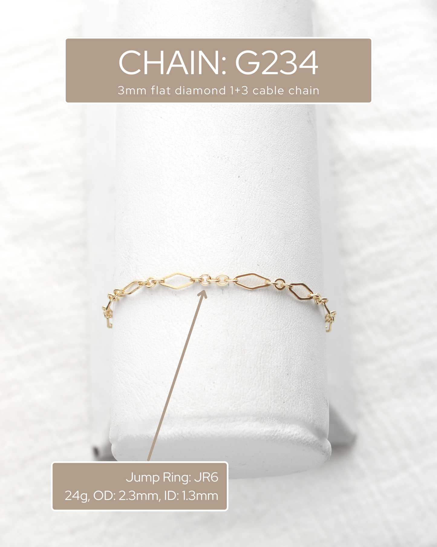 3mm Flat Diamond 1+3 Cable Chain, G234