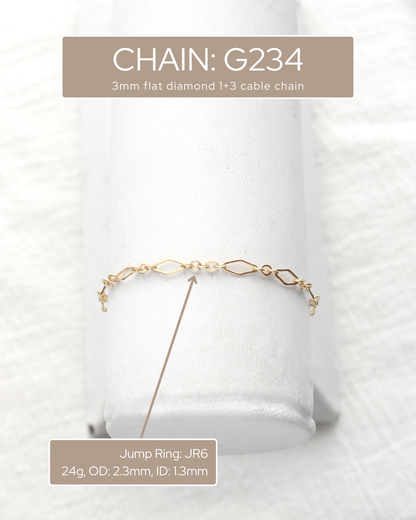 3mm Flat Diamond 1+3 Cable Chain, G234