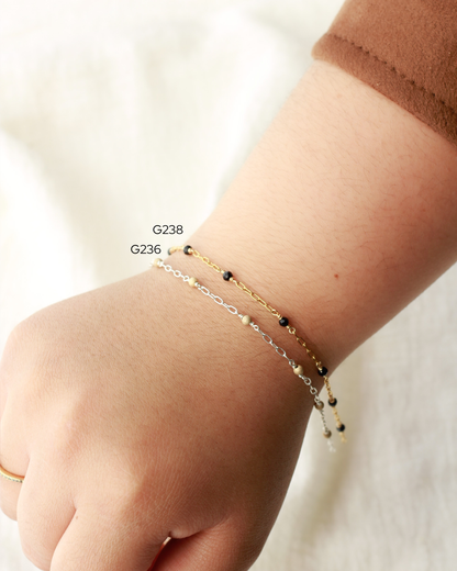 1.7mm Paperclip Chain with Gold Stardust Beads. M236