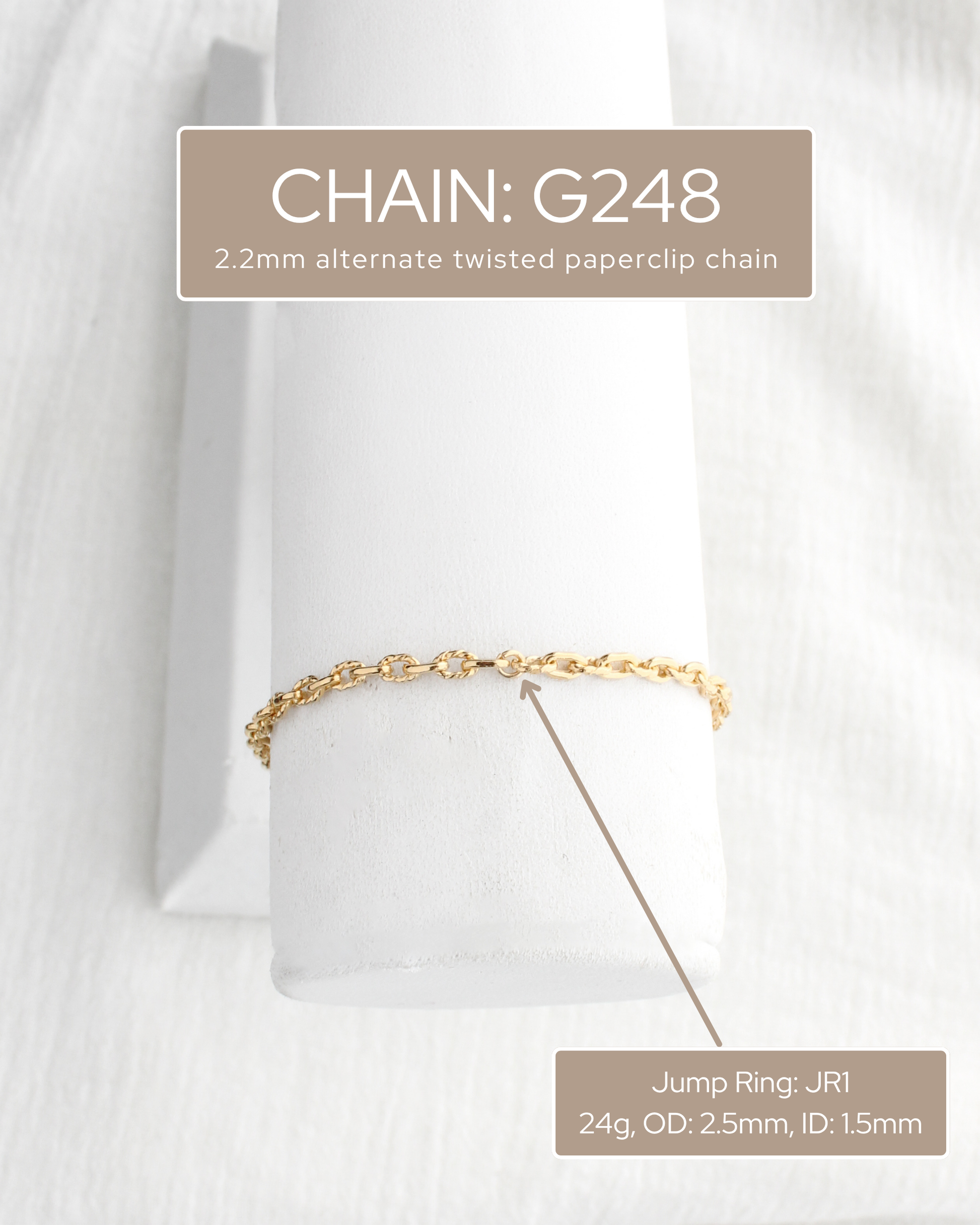 2.2mm alternate twisted paperclip chain, S248, G248