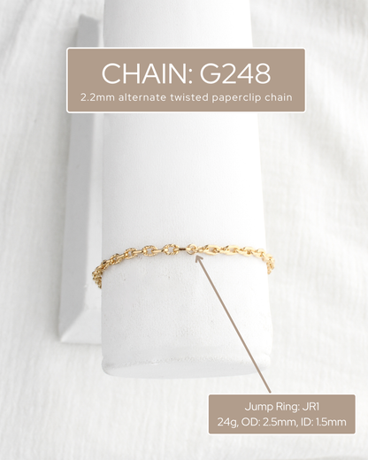 2.2mm alternate twisted paperclip chain, S248, G248