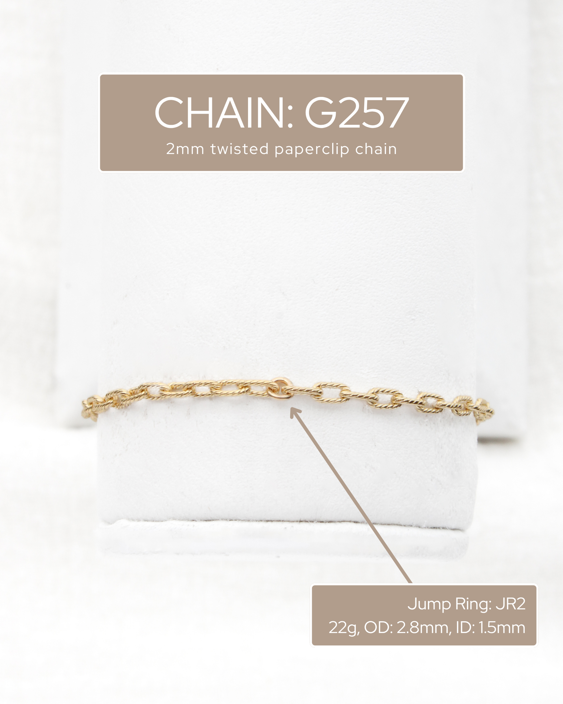 2mm twisted paperclip chain, S257, G257