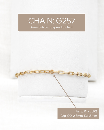 2mm twisted paperclip chain, S257, G257
