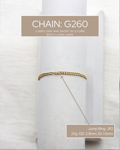 2.2mm long and short curb chain 10+2, S260, G260
