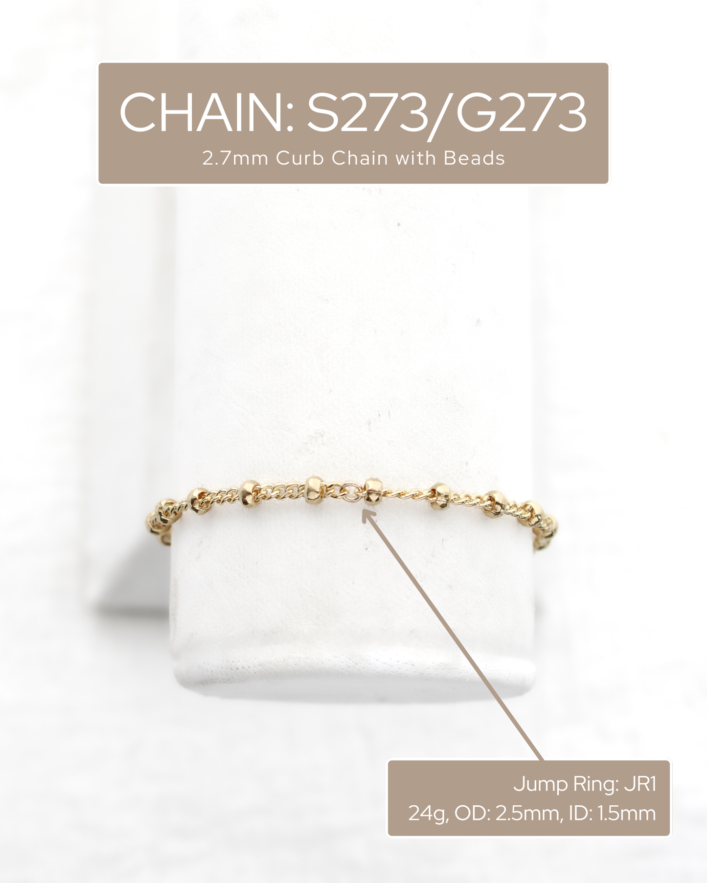 2.7mm Curb Chain with Beads, S273, G273