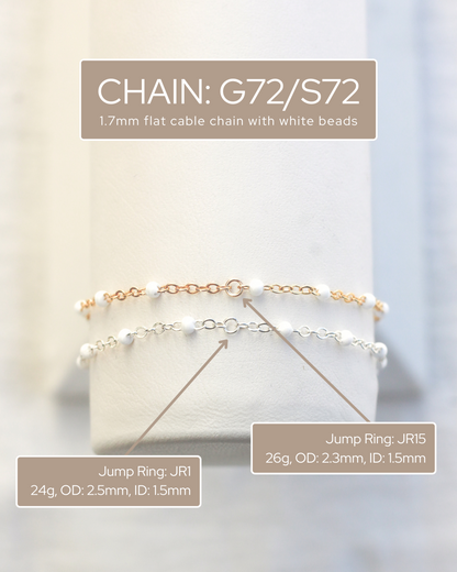 1.7mm Flat Cable Chain with White Dots, G72, S72