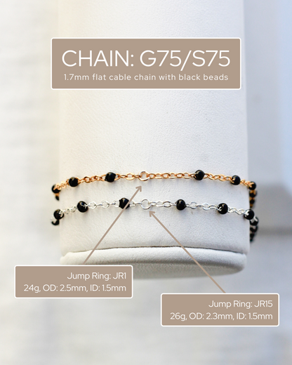 1.7mm Flat Cable Chain with Black Dots, G75, S75