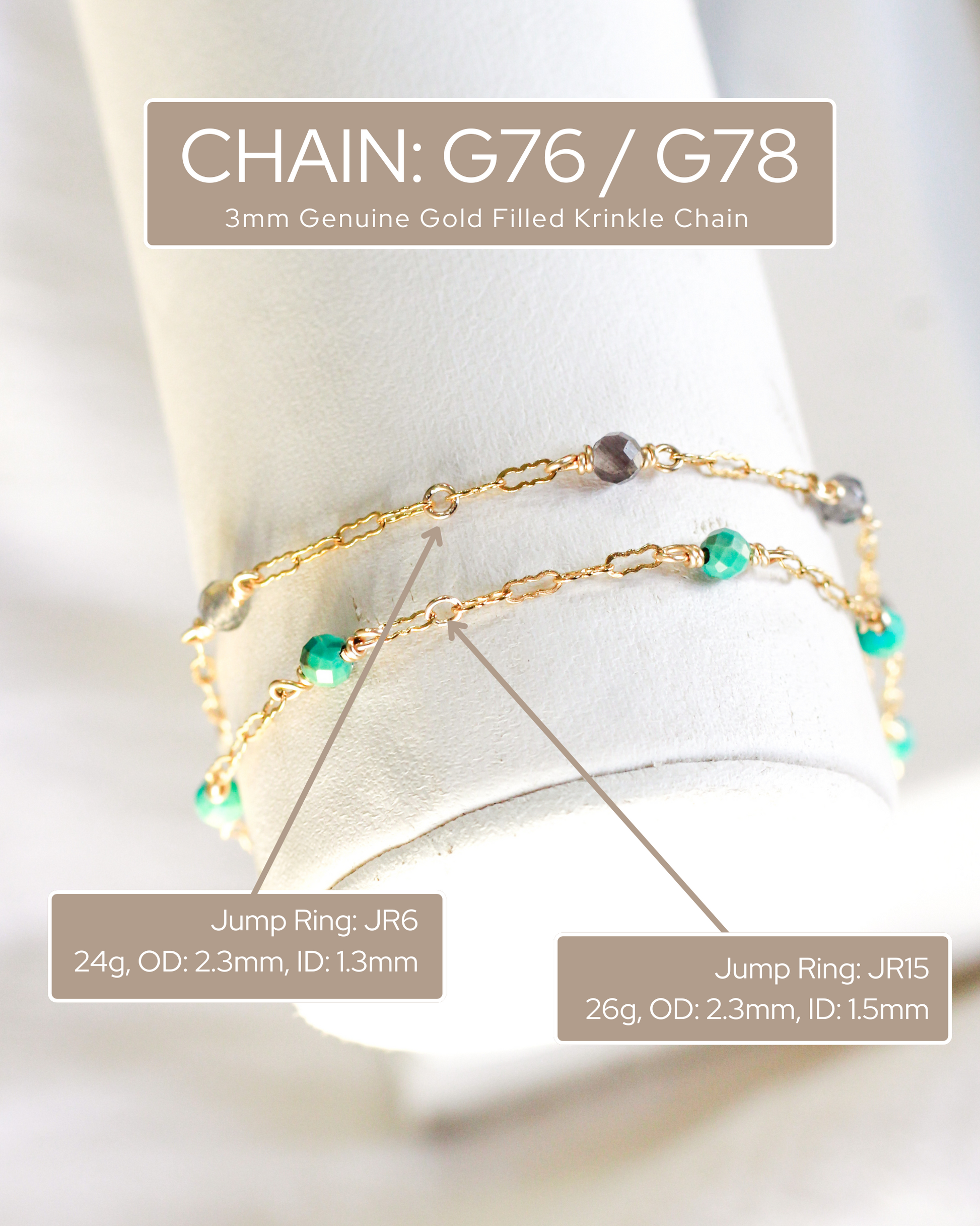 Genuine Turquoise Krinkle Chain, S76, G76