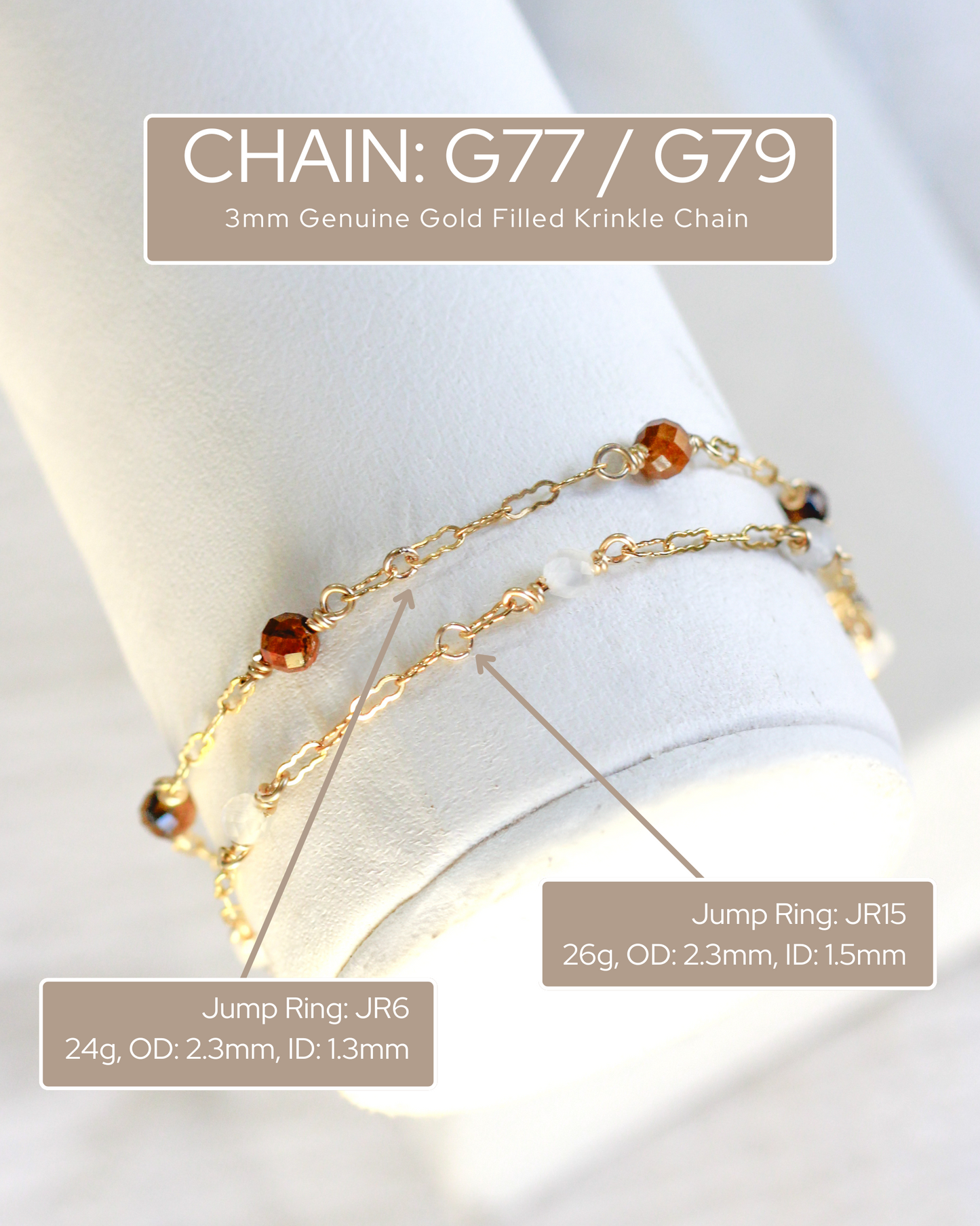 Genuine Rainbow Moonstone Chain, S77, G77