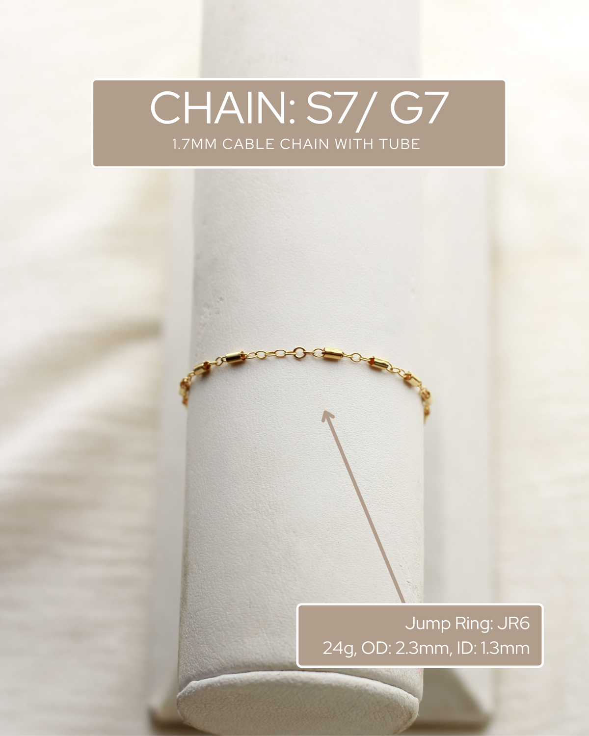 1.7mm Cable Chain with Tube Beads, G7, S7