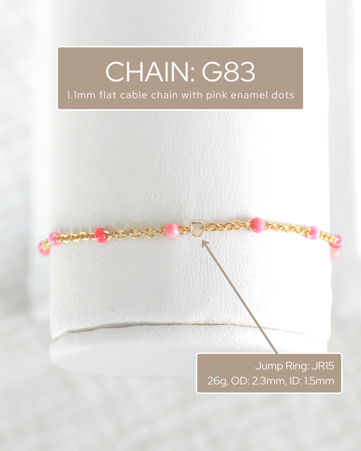 1.1mm Flat Cable Chain with Pink Dots, G83