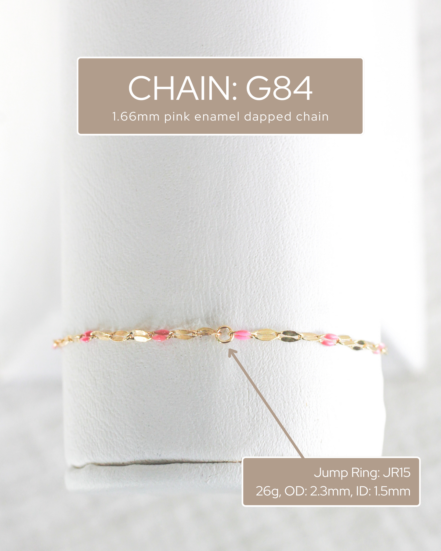 1.6mm Pink Enamel Dapped Chain, S84 G84