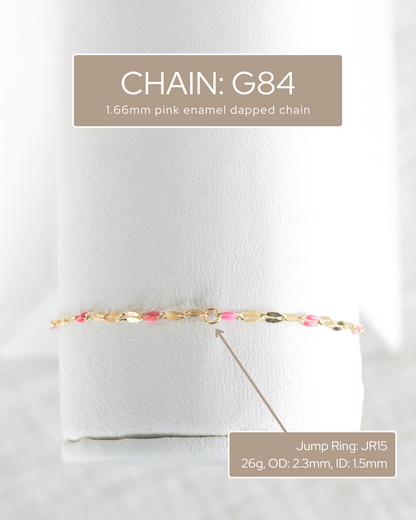 1.6mm Pink Enamel Dapped Chain, S84 G84