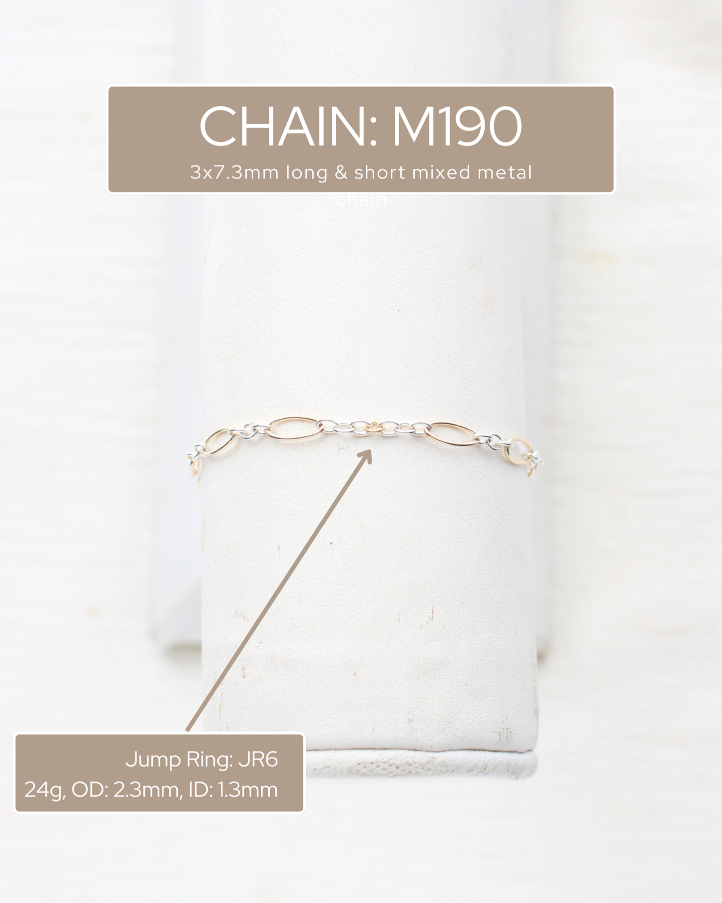 3.3mm Patterned Long and Short Mixed Metal Chain, M218