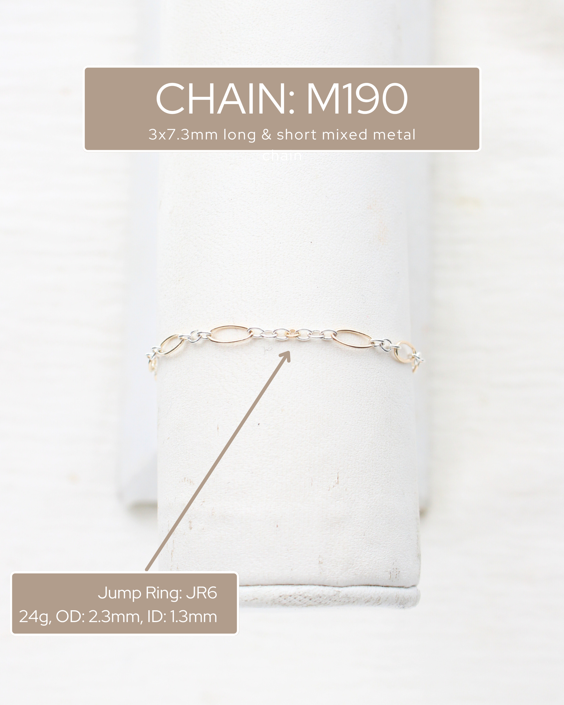 3.3mm Patterned Long and Short Mixed Metal Chain, M218