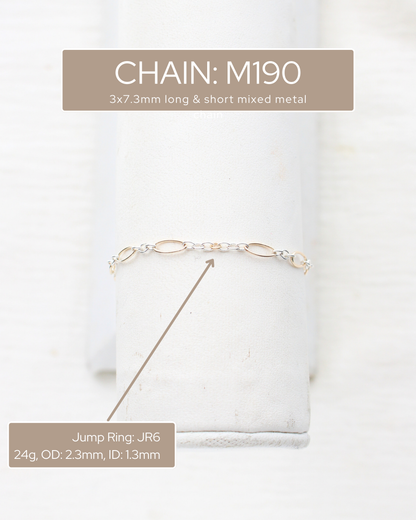 3.3mm Patterned Long and Short Mixed Metal Chain, M218
