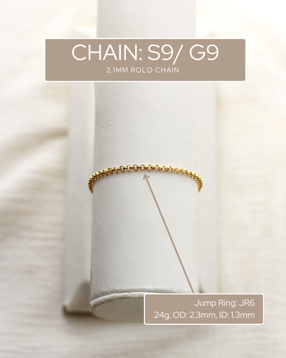 2.1mm Round Rolo Chain, G9, S9