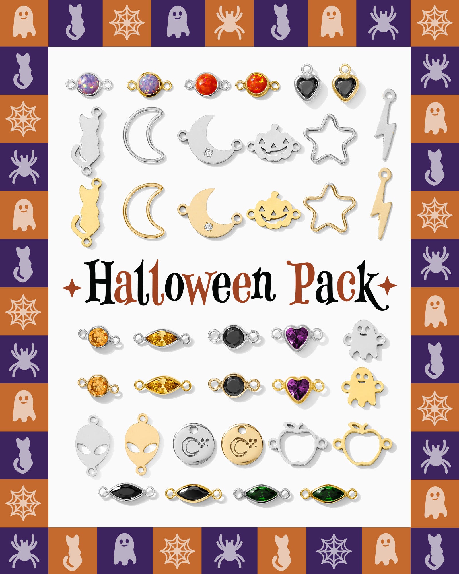 Halloween Connectors & Charms Mega Pack - Silver & Gold