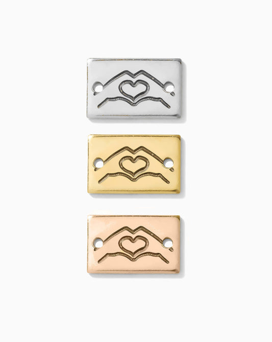 Heart hands mini bar stamped connector, SCN508