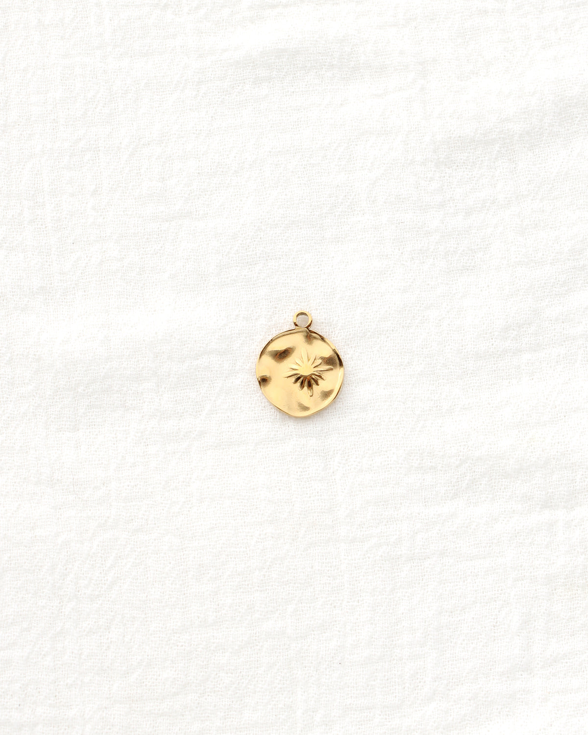 19mm Hammered Disc with Star PVD Charm, CH476