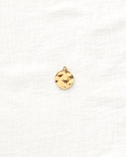 19mm Hammered Disc with Star PVD Charm, CH476
