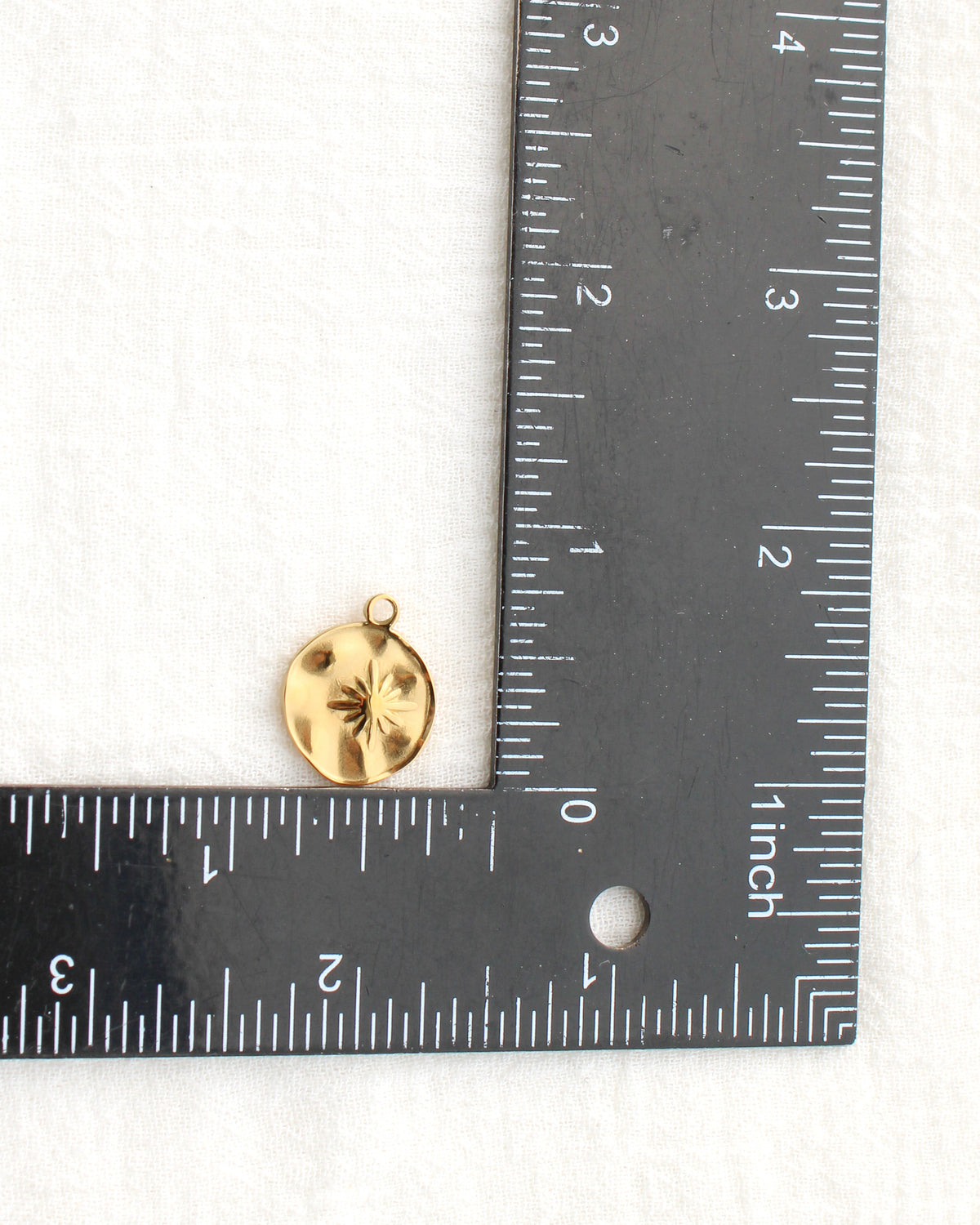 19mm Hammered Disc with Star PVD Charm, CH476