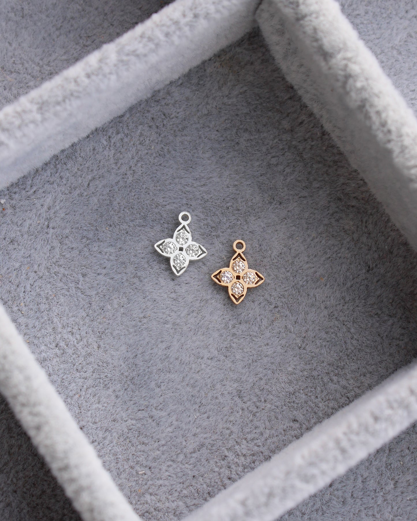 9mm 4 Leaf Clover Charm w/ CZ, CH360