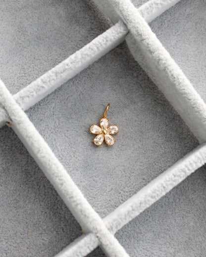 13mm Zircon Flower PVD Charm, CH471