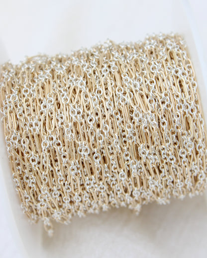 2.3mm Patterned Long and Short 1+3 Mixed Metal Chain, M243