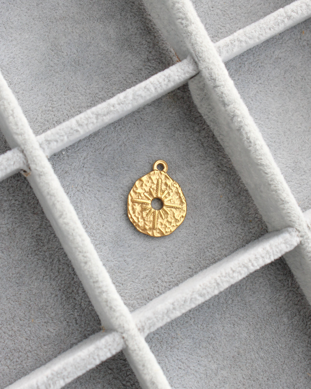 23mm Hammered Disc Sun Rays PVD Charm, CH486