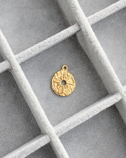 23mm Hammered Disc Sun Rays PVD Charm, CH486