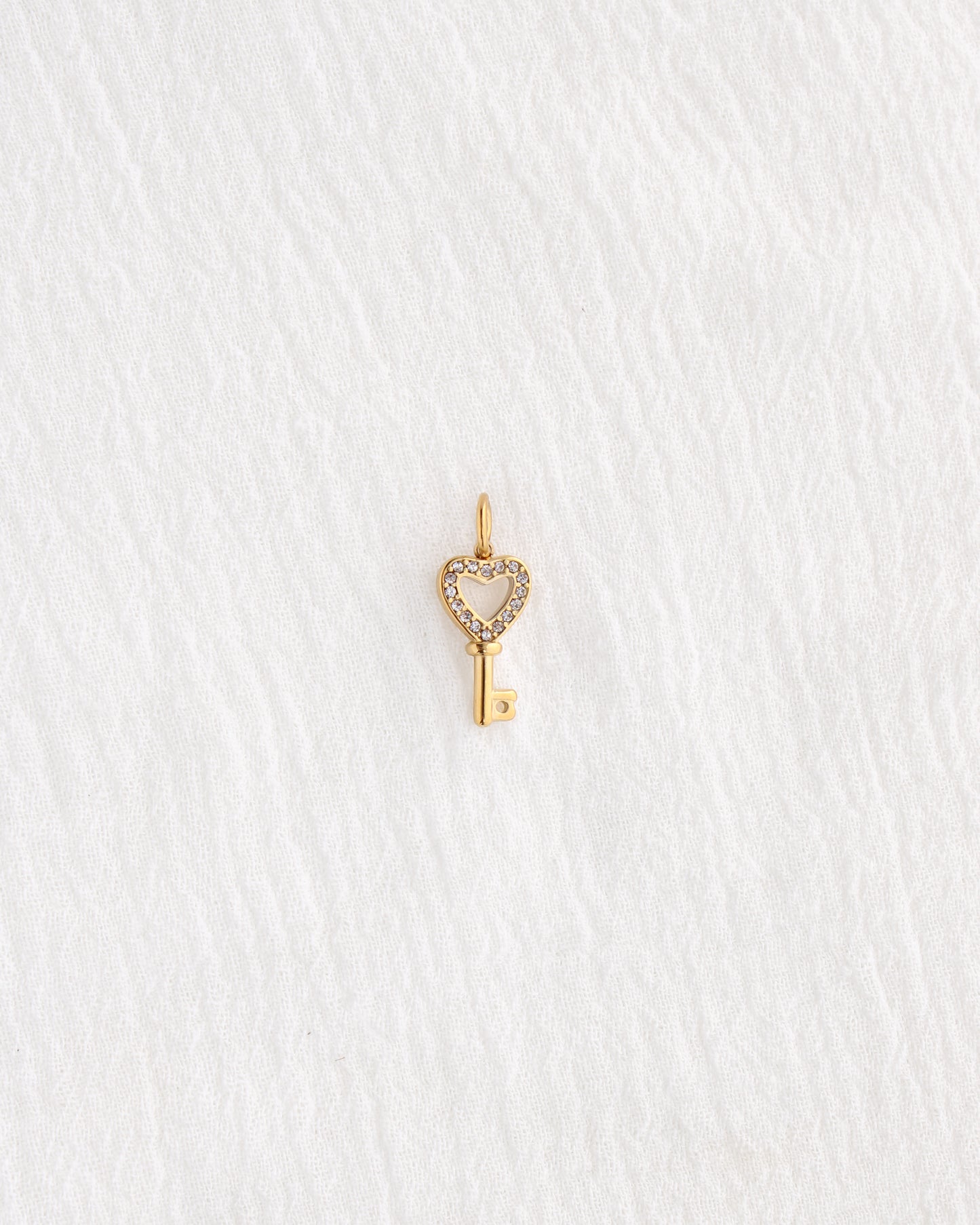 17mm Heart Key w/ CZ PVD Charm, CH388