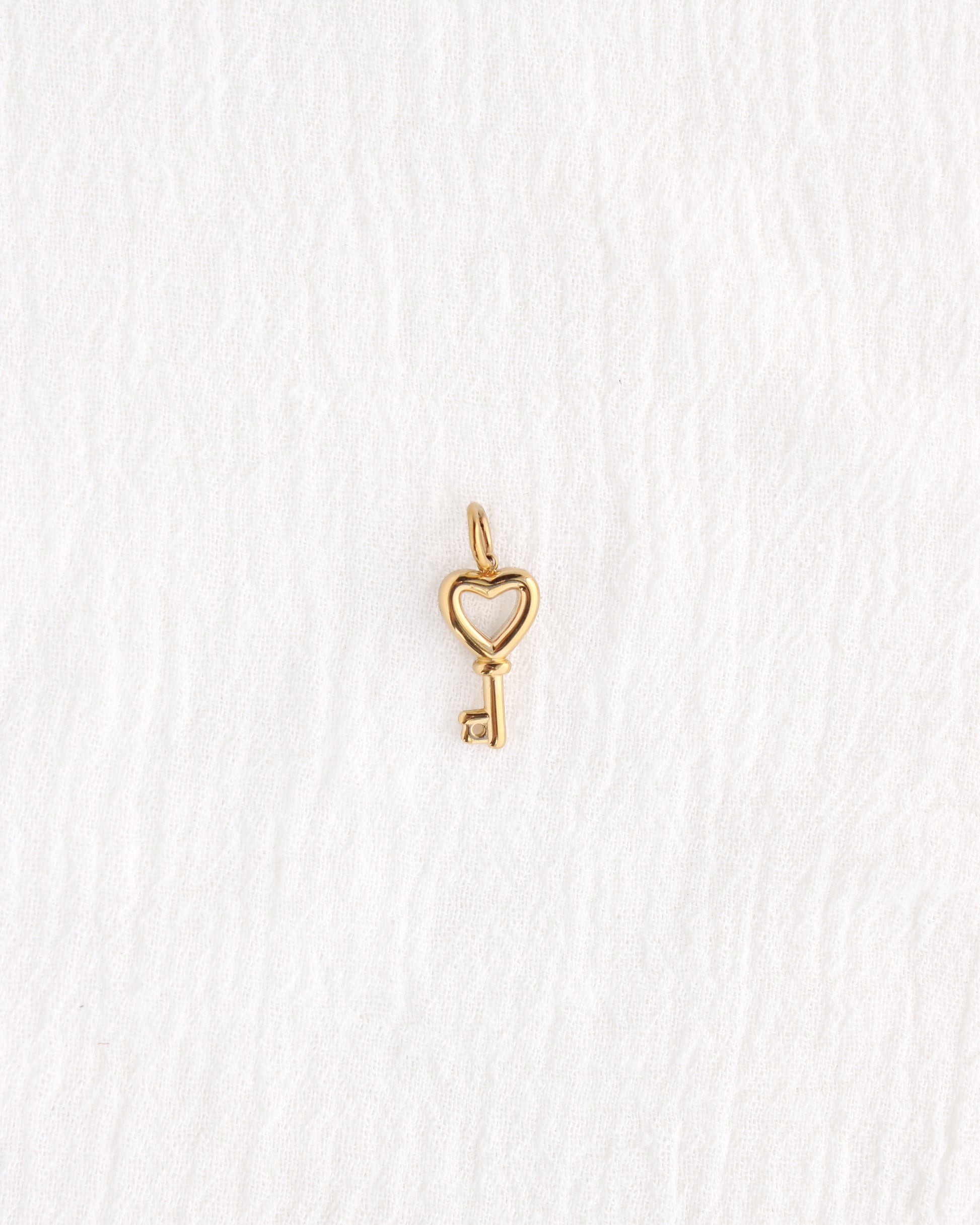 17mm Heart Key w/ CZ PVD Charm, CH388