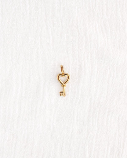 17mm Heart Key w/ CZ PVD Charm, CH388