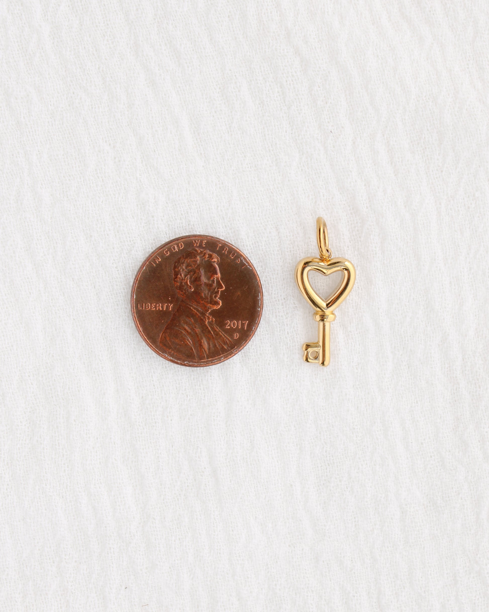 17mm Heart Key w/ CZ PVD Charm, CH388