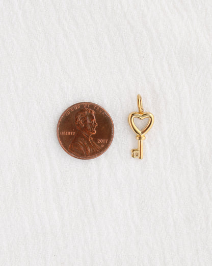 17mm Heart Key w/ CZ PVD Charm, CH388