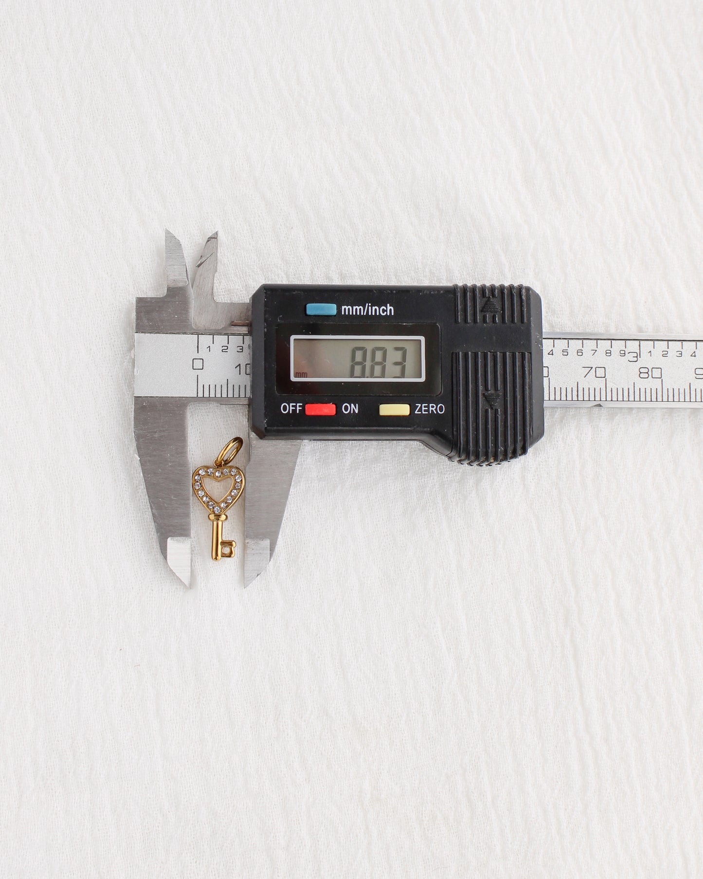 17mm Heart Key w/ CZ PVD Charm, CH388