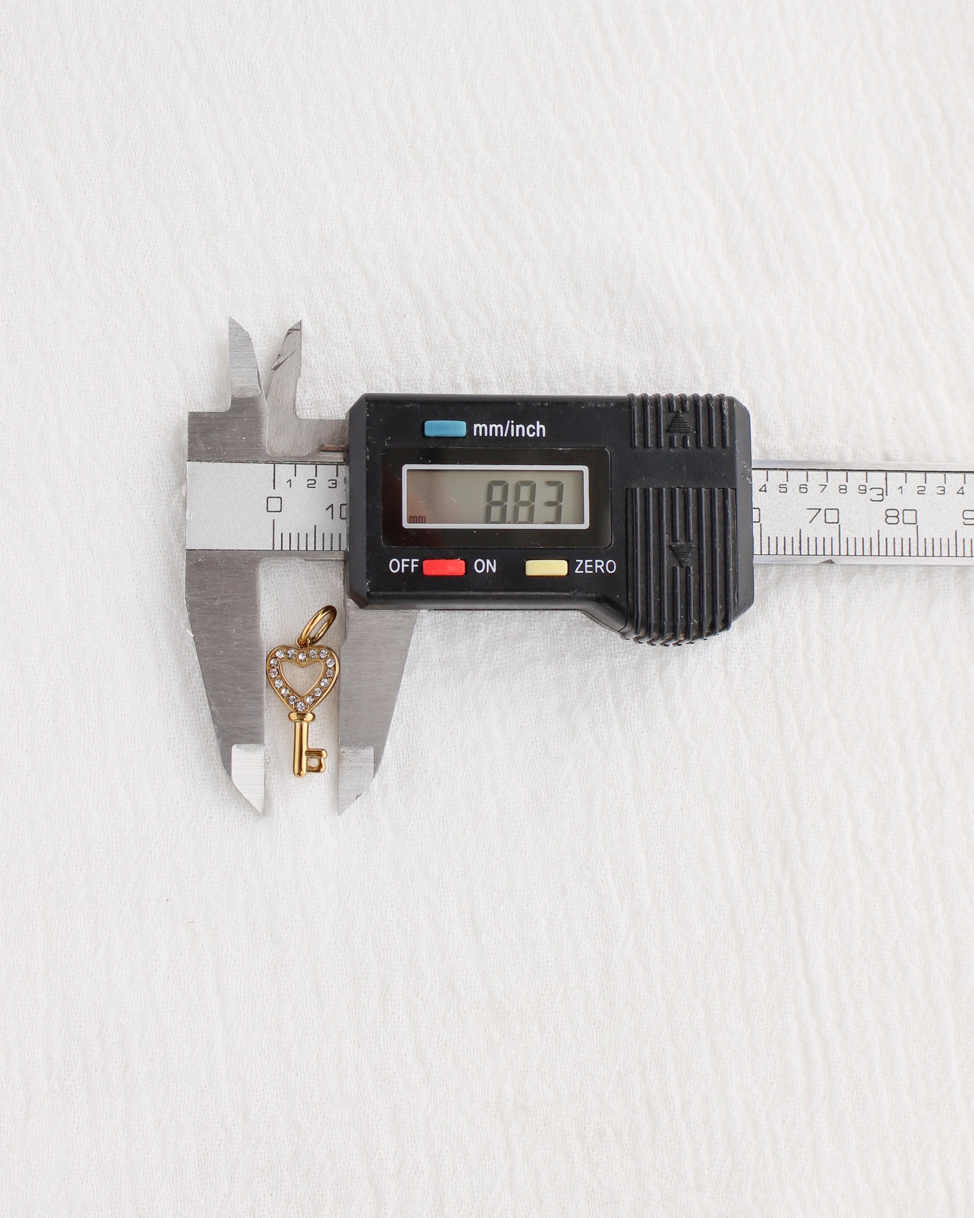 17mm Heart Key w/ CZ PVD Charm, CH388