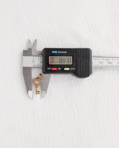 17mm Heart Key w/ CZ PVD Charm, CH388