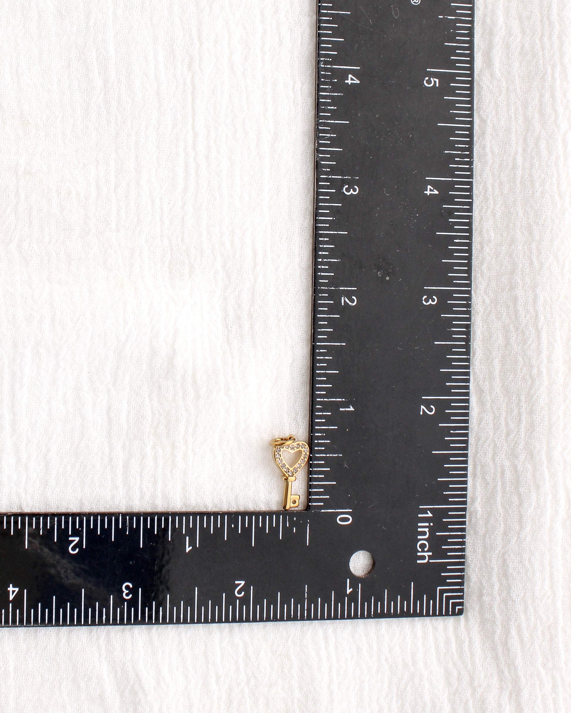 17mm Heart Key w/ CZ PVD Charm, CH388