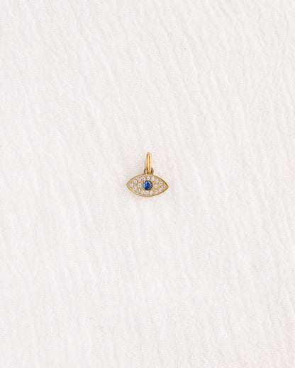 9mm Evil Eye w/ Rhinestones PVD Charm, CH402