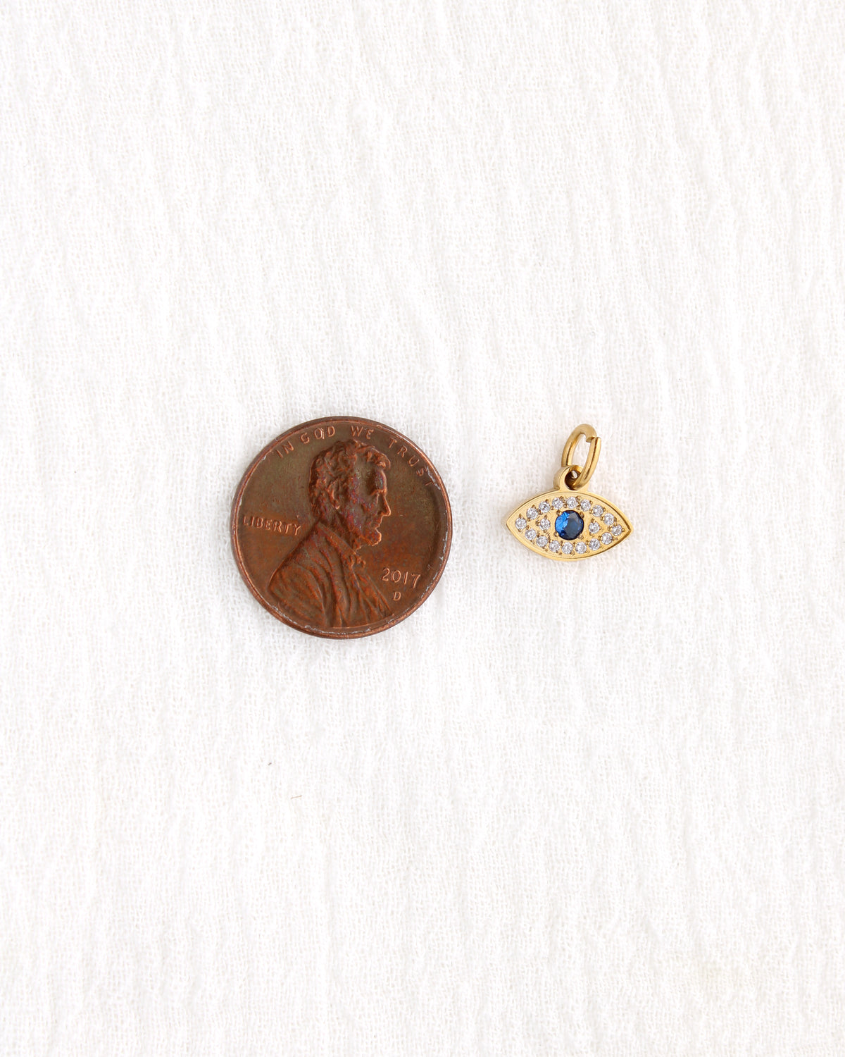 9mm Evil Eye w/ Rhinestones PVD Charm, CH402