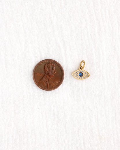9mm Evil Eye w/ Rhinestones PVD Charm, CH402