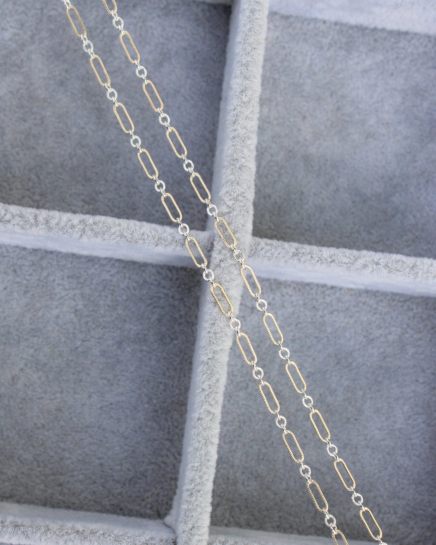 2.3mm Patterned Long and Short 1+3 Mixed Metal Chain, M243