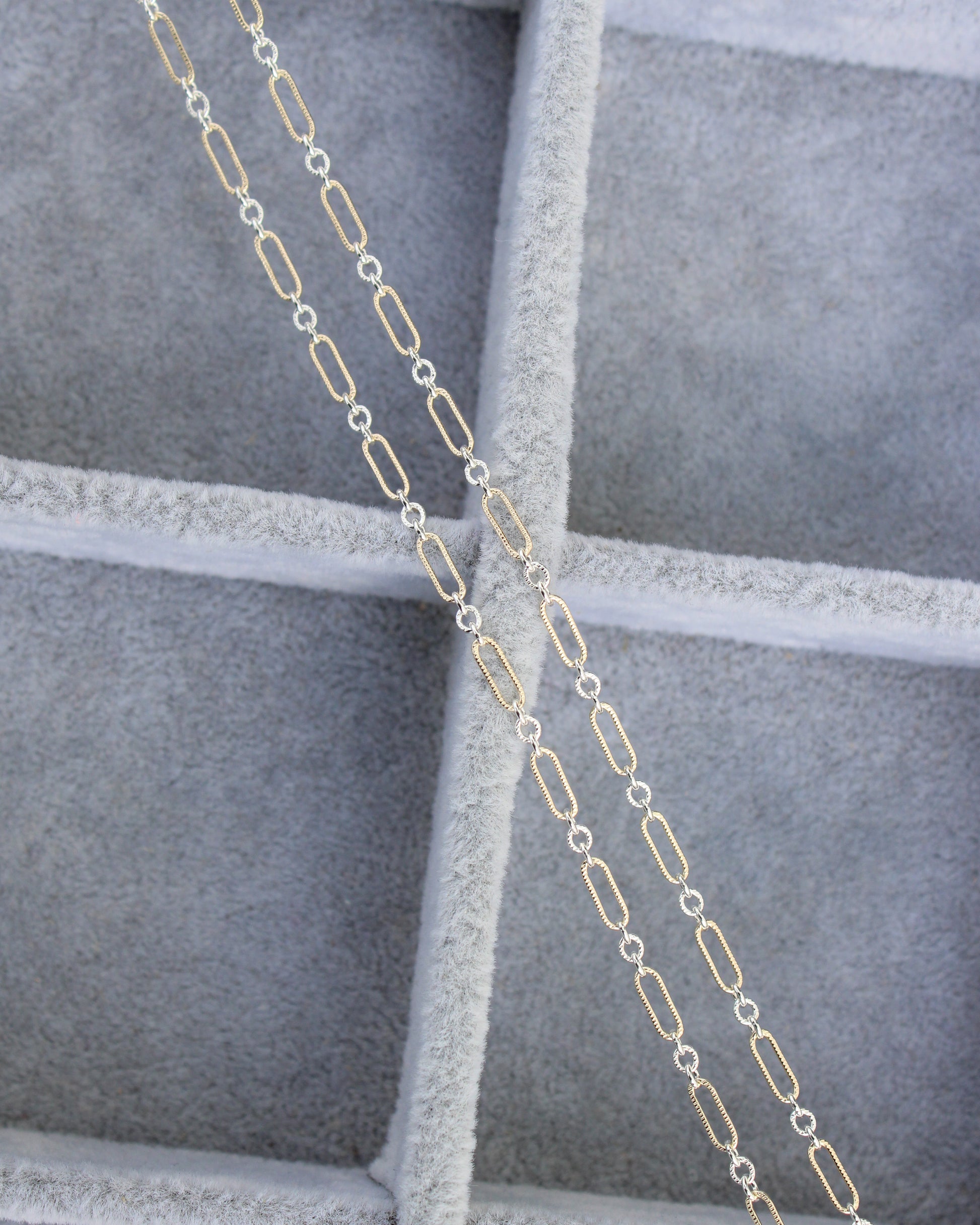 2.3mm Patterned Long and Short 1+3 Mixed Metal Chain, M243