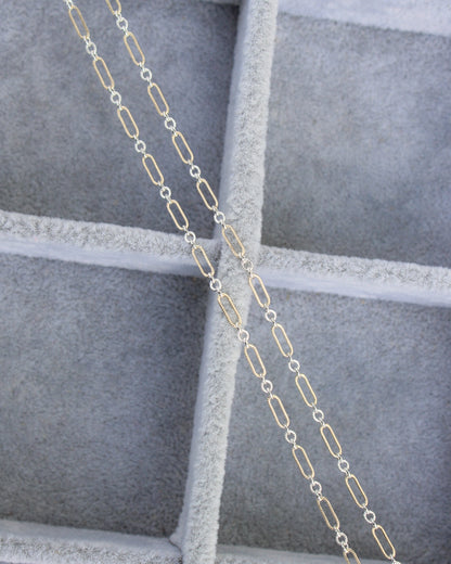 2.3mm Patterned Long and Short 1+3 Mixed Metal Chain, M243