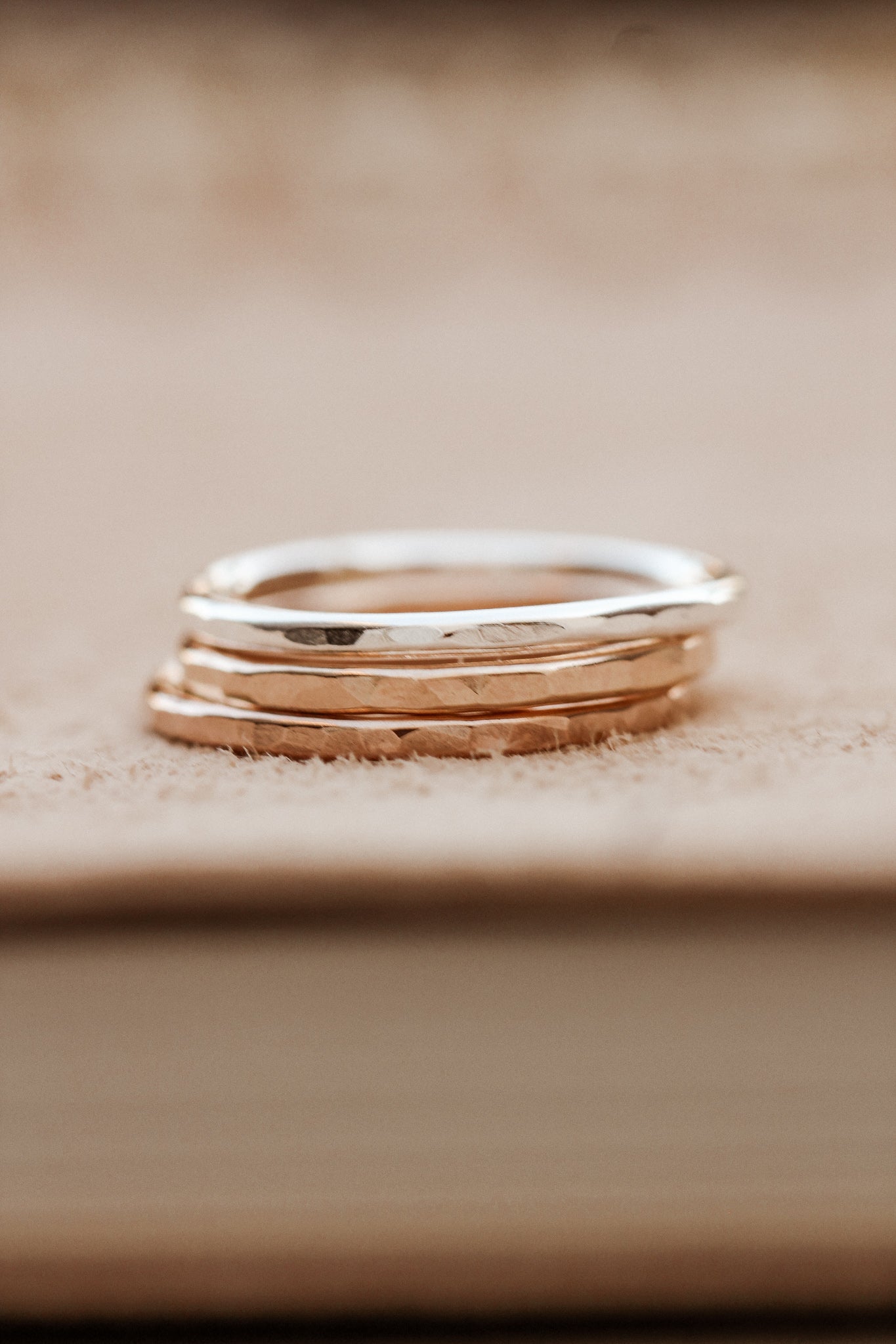 Thick Hammered Stacking Ring, R25
