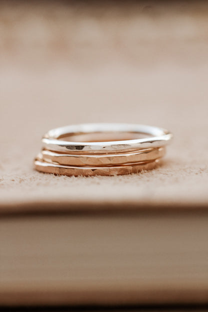 Thick Hammered Stacking Ring, R25