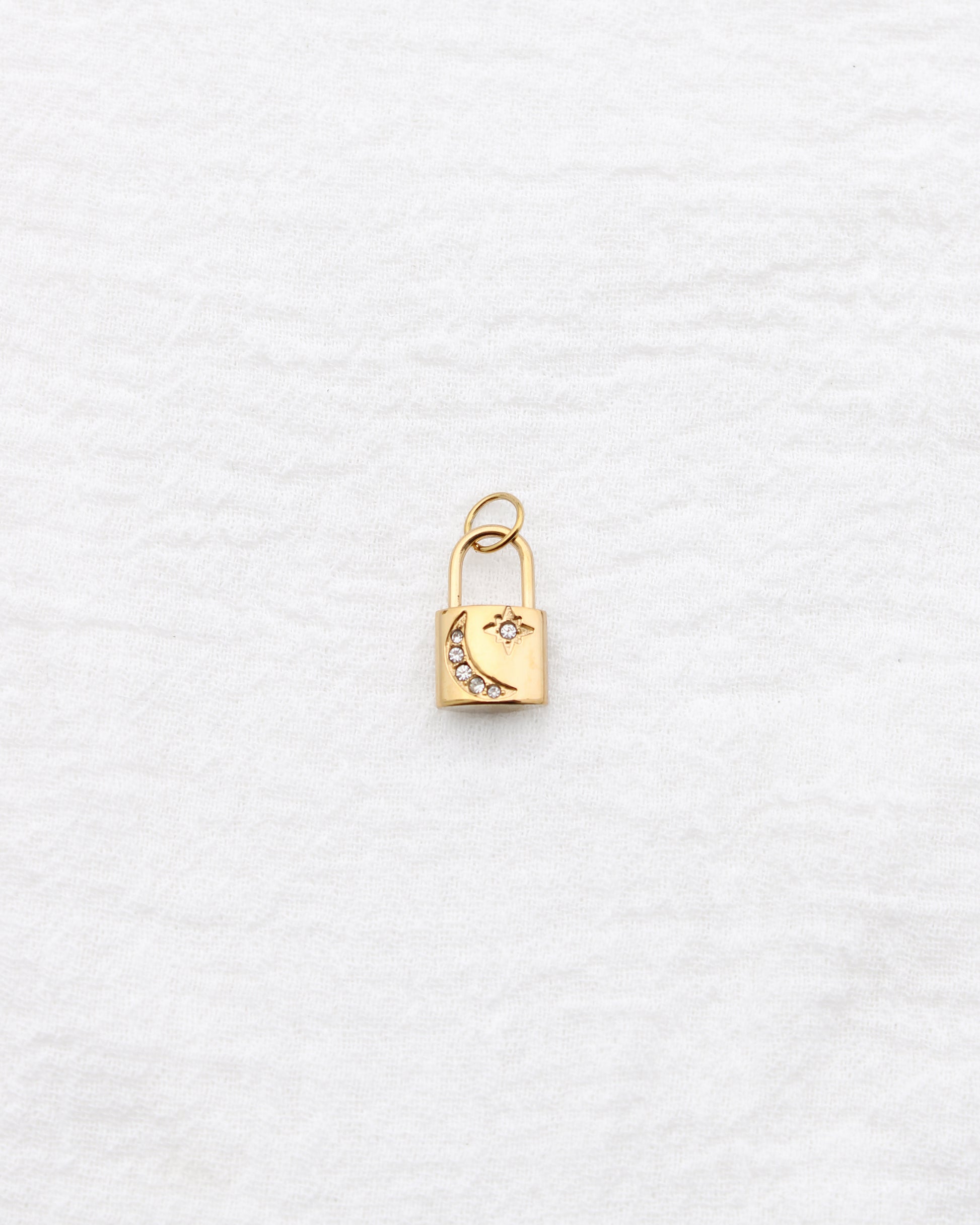 16mm Lock w/ Moon & Stars PVD Charm, CH393